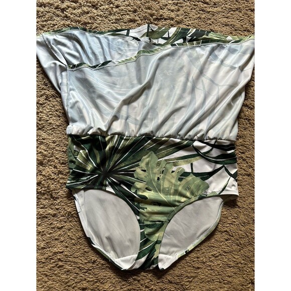 Swim Skirt Bottoms Lane Bryant By Cacique Plus Size 20 Tropical Green Palm Leafs - Picture 5 of 6